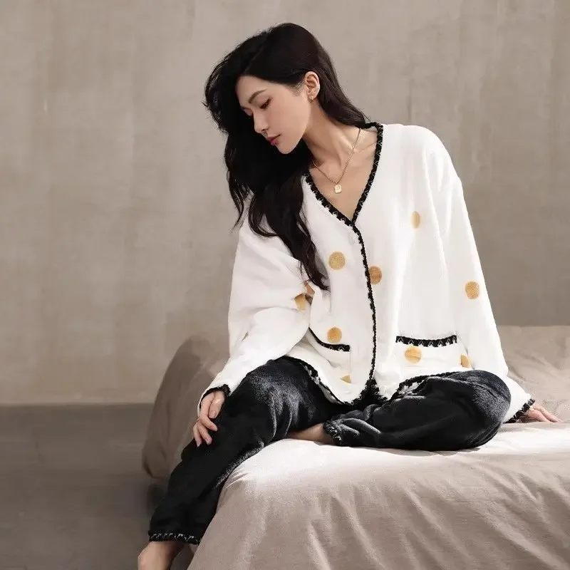 Sleepwear Women's Clothing Winter New Thick Home Soft Affordable High Quality Skinny Temperament Loose Warm Great Fashion  Sweet