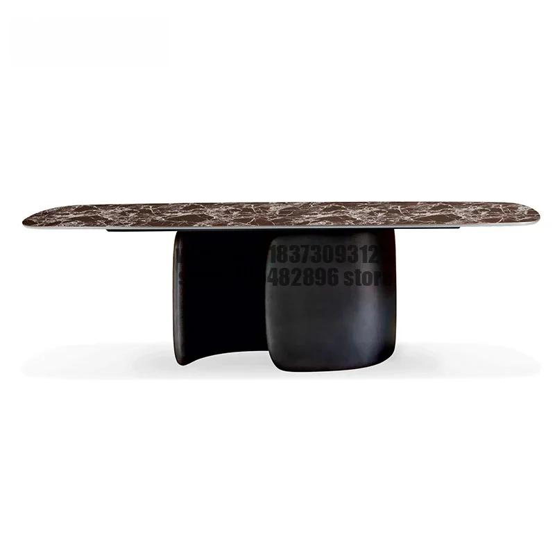 Modern Luxury Fixed Solid Wood Metal Interior Design Rounded Custom Italy Arabescato Marble Dining Table for Restaurant