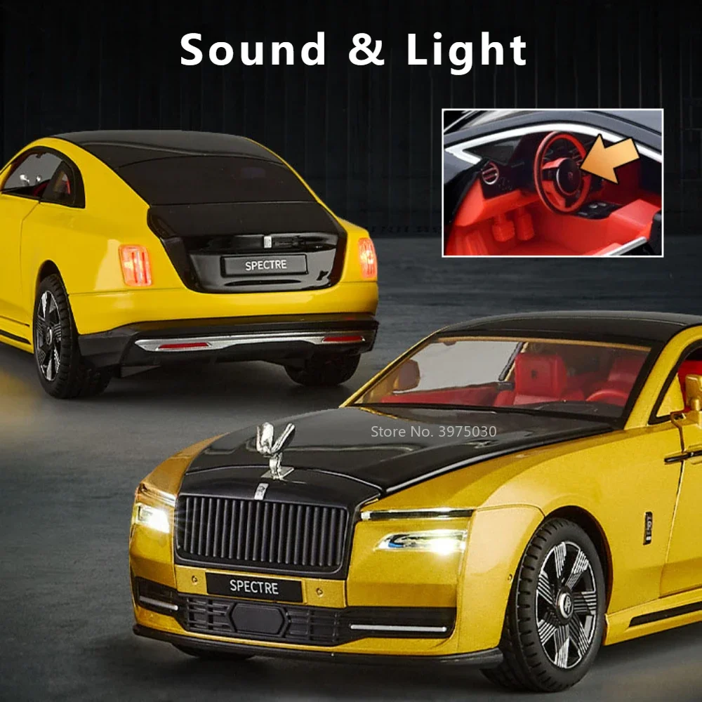 1:24 Rolls Royce Spectre Alloy Car Model Toy Diecast Limousine Pull Back Sound Light Door Opened Advanced Decorative Toy for Boy