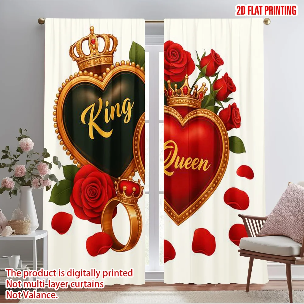 2pcs,2D plane printing Light Filtering Curtains King and Queen (2) Versatile Fabric (without rod) Gifts Use for Living Room,