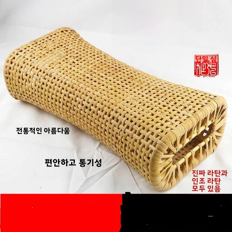 Natural Handmade Hollow Reed Pillow Cool Breathable Single Person Adult Pillow Rectangular Shaped Multi-Functional Bedding