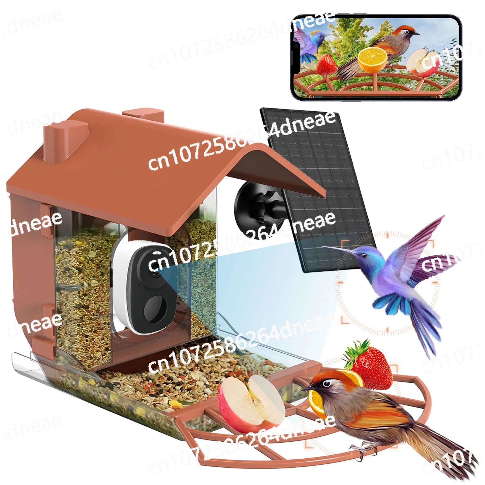 

Intelligent AI Recognition Bird Watcher Solar Outdoor Bird Feeder with Camera Large Capacity Waterproof Bird Feeder