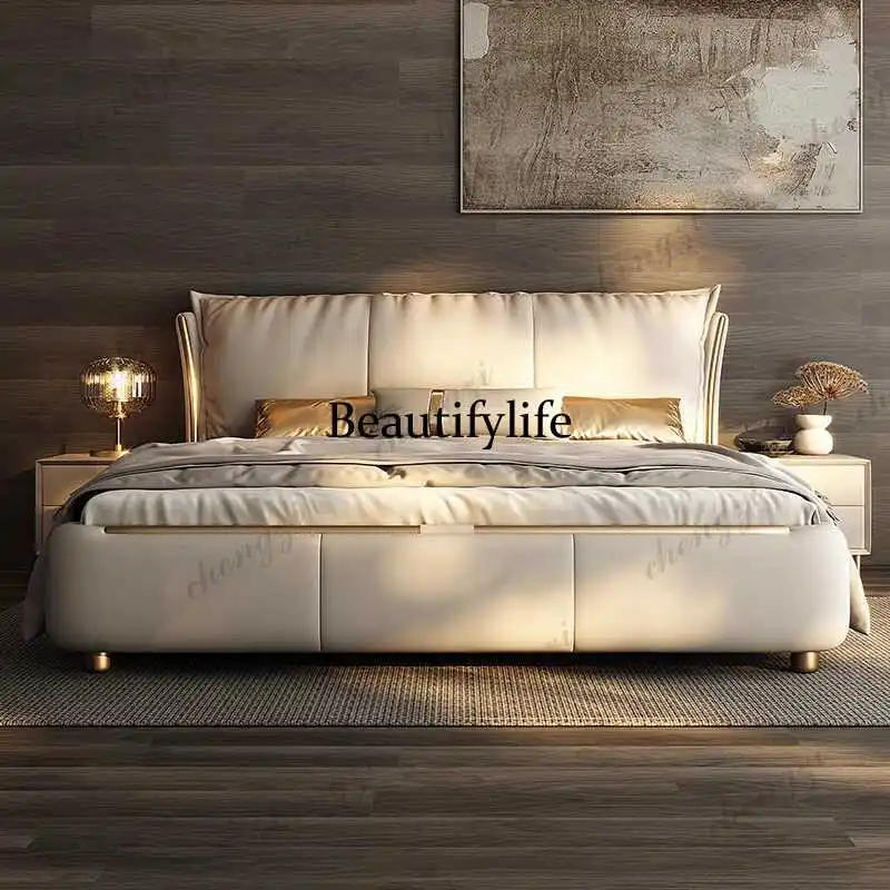 Beige Princess Modern Bed Frame Waterproof Designer Bedroom Double Bed Frames Full Size Queen Camas De Dormitorio Home Furniture
