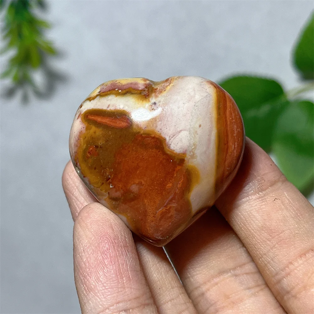 Ocean Jasper Heart Carving Palm Specimen Stone Quartz Gemstones Reiki Crystal Reiki Massage Mineral Feng Shui Quartz Home Decora