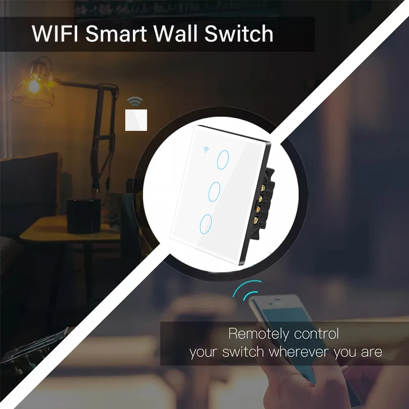 1/2/3/4gang EU Tuya Wifi Smart Touch Sensor Light Switch Neutral Wire Required Smart Home, Alexa Google Home Alice Smart Life