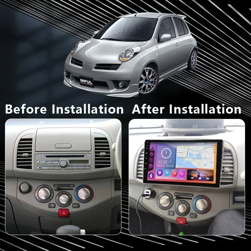 MAMSM Car Radio For Nissan March Micra K12 2002 - 2010 Android 13 Multimedia Video Player 4G GPS Carplay Auto Stereo intelligent