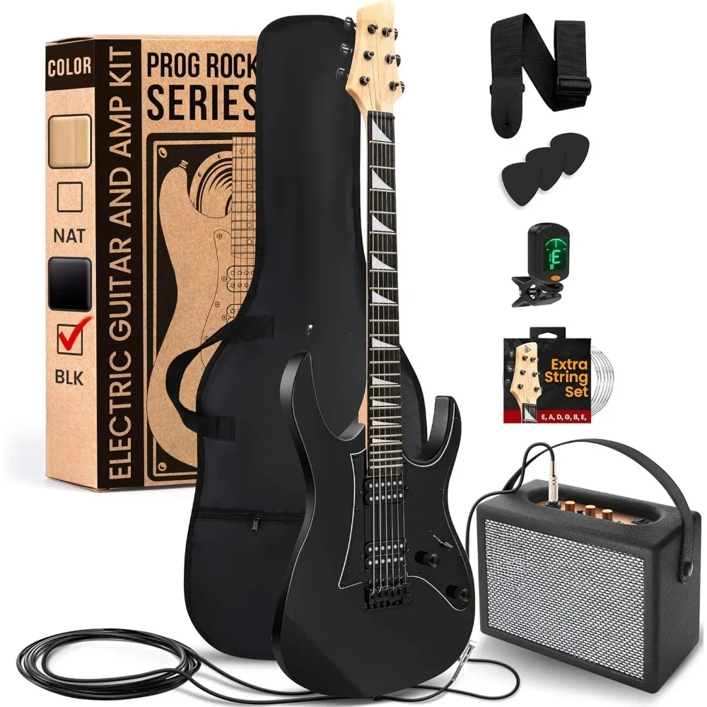 

Electric Guitar 39" with Dual Humbucker Pickups, Low Profile Neck and Solid Paulownia Body, Premium Accessory Kit Included