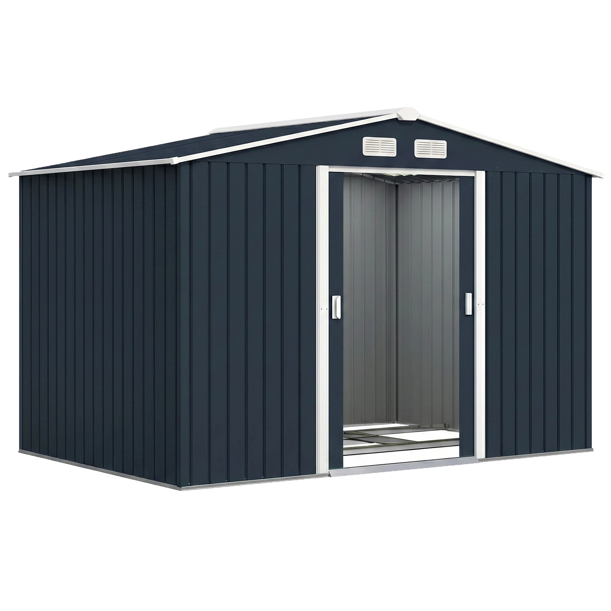 9'x6' Steel Outdoor Utility Storage Tool Shed Kit for Backyard Garden Dark Grey
