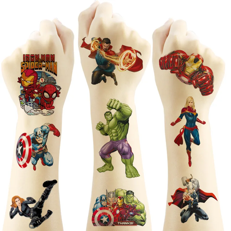 1Pcs The Avengers Super Hero Temporary Tattoo Sticker Spidey Children Arm Face Tattoo Children Body Art Tattoo Gift