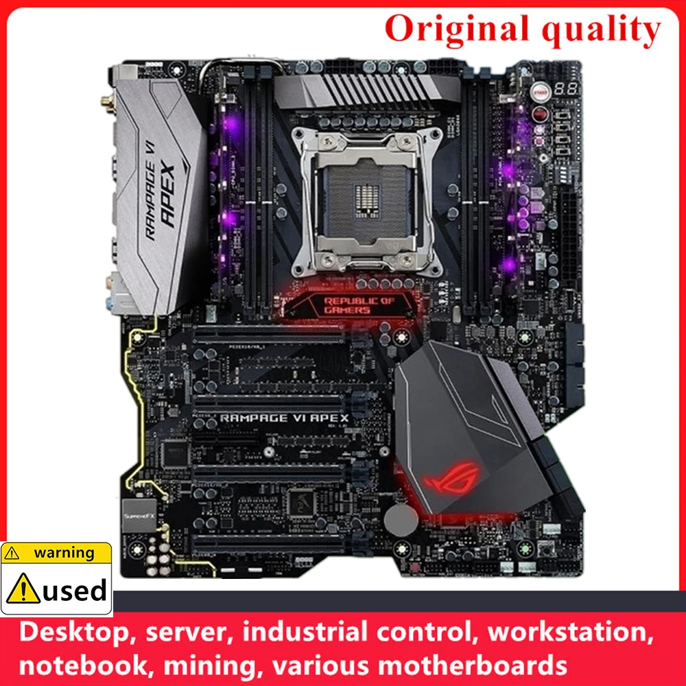 

For ROG Rampage VI Apex Motherboards LGA 2066 DDR4 ATX For Intel X299 Overclocking Desktop Mainboard SATA III USB3.0