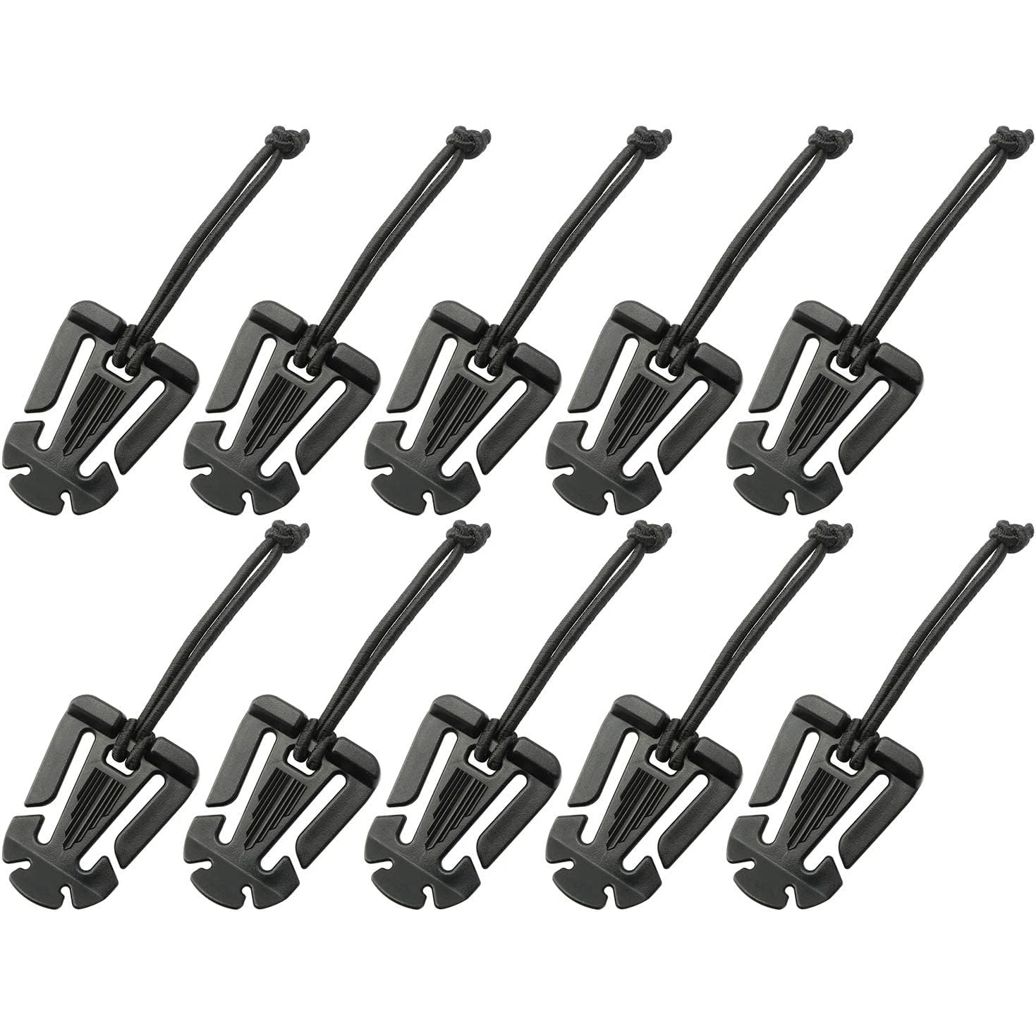 10Pcs Tactical Gear Holder Clip Molle Web Dominator Elastic Strings Buckle Molle Webbing Attachment for Tactical Backpacks Bags