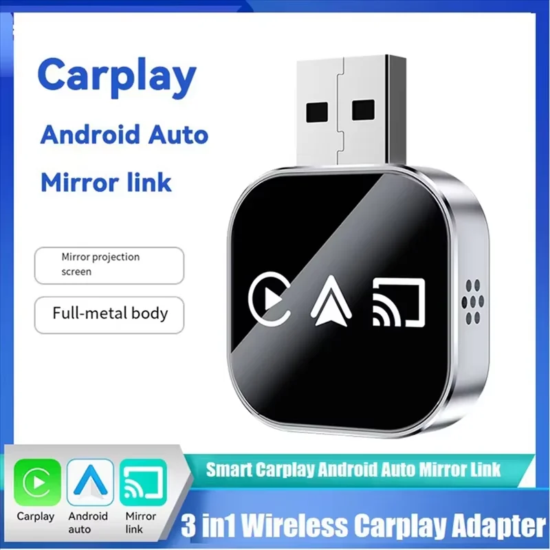 

Upgrade Wireless Carplay Mirror Link Adapter 3 in 1 Instant Wired to Wireless Conversion Plug & Play for Wired Carplay 2026 New