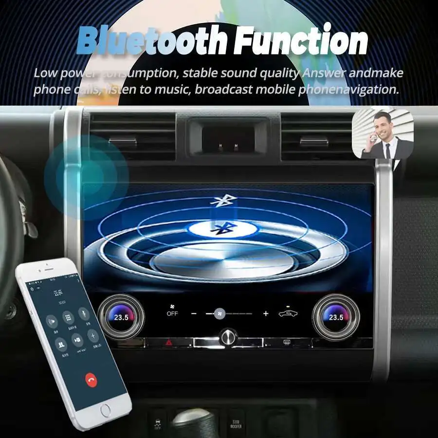 Android Car Radio For Toyota FJ Cruiser J15 2007-2020 Multimedia Player Carplay Auto Air Conditioning Control Screen Navigation