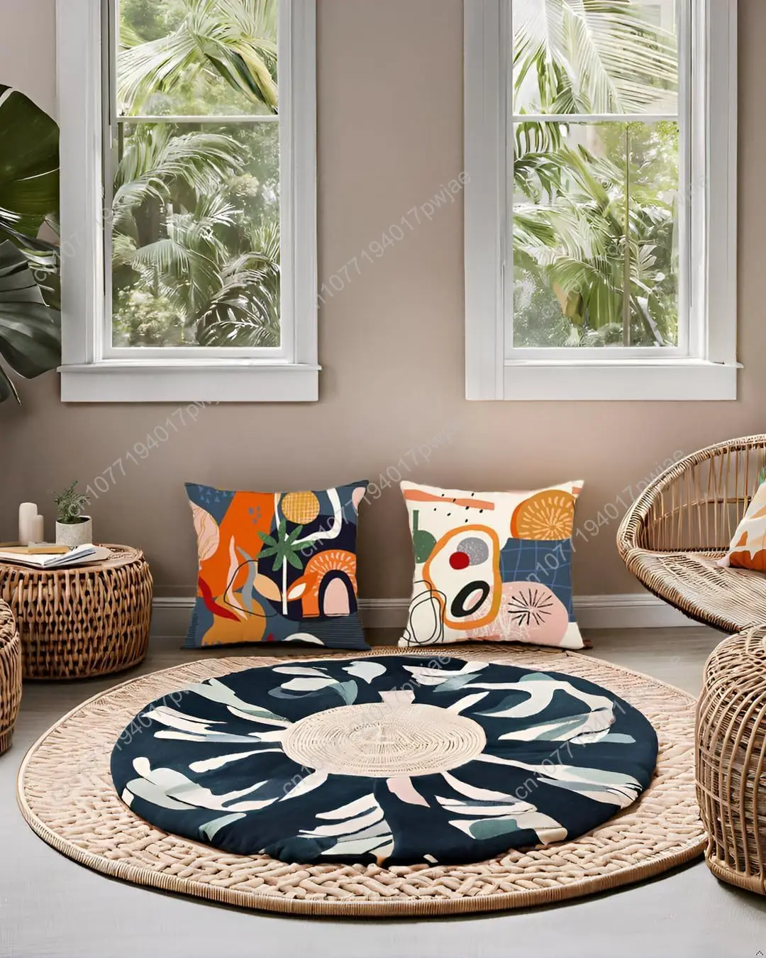 Jartinle Abstract Mid Century Modern Throw Pillow Covers 18x18 Colorful Boho Orange Aesthetic Floral Geometric Pillow Covers for