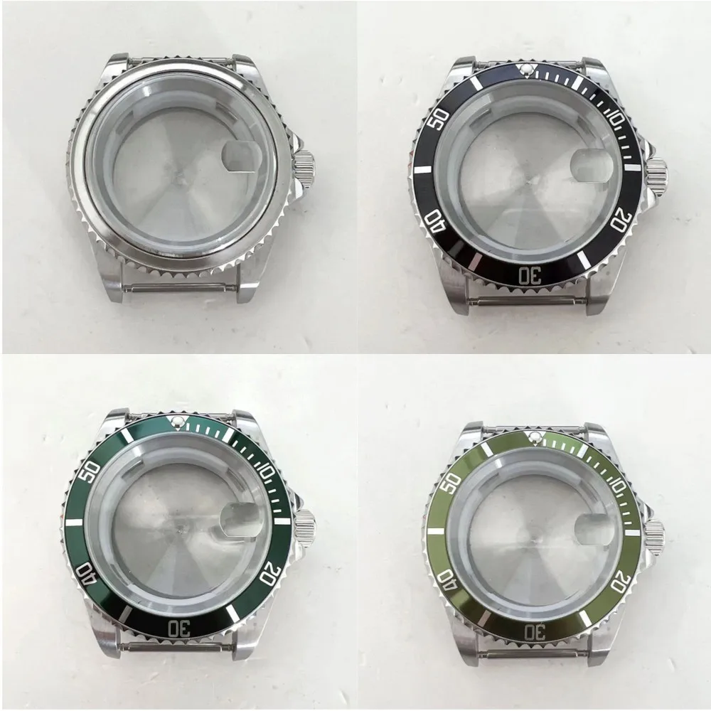 ​40MM Stainless Steel Watch Case Aluminum Bezel Sapphire Magnifier Accessories for 8215/8200/8205/2813 Movement