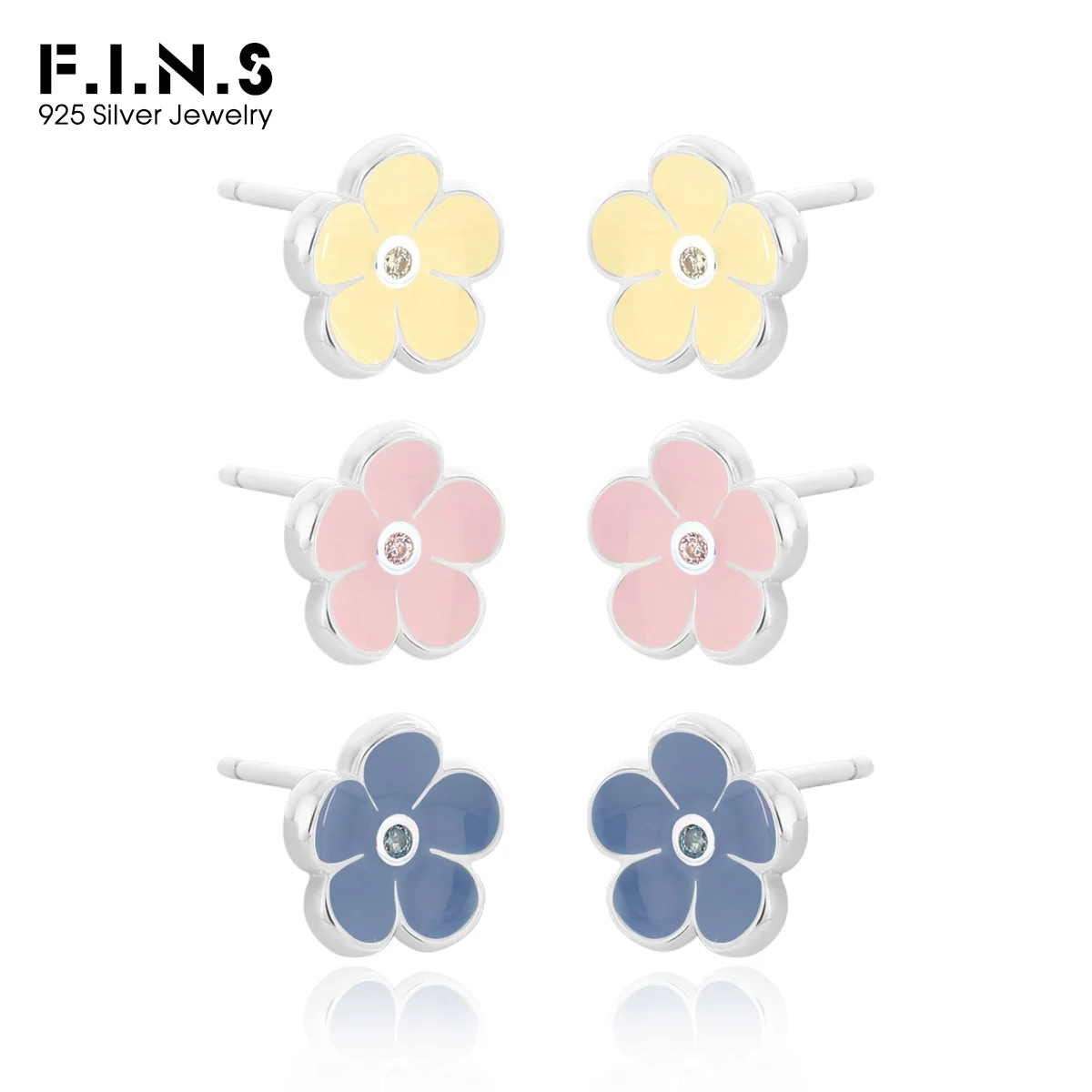 

F.I.N.S оригинальный дизайн серьги из стерлингового серебра S925 женские красочные цветы капельный клей циркон пирсинг серьги-гвоздики ювелирные изделия