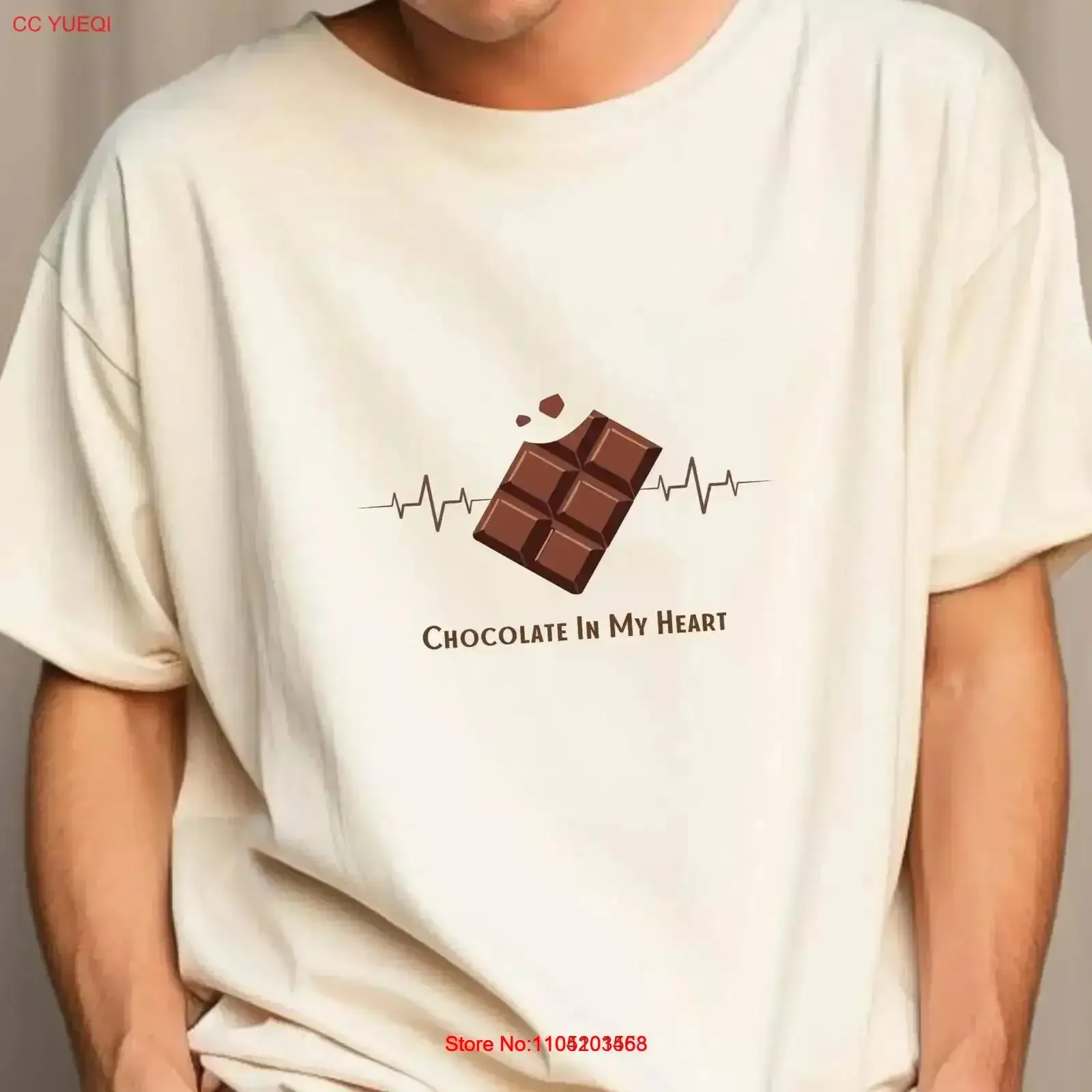 Camiseta de Chocolate Choco Bar Heart Beat, Top minimalista Simple y divertido para comida chocolópica, cacao, cumpleaños, San Valentín, vintage