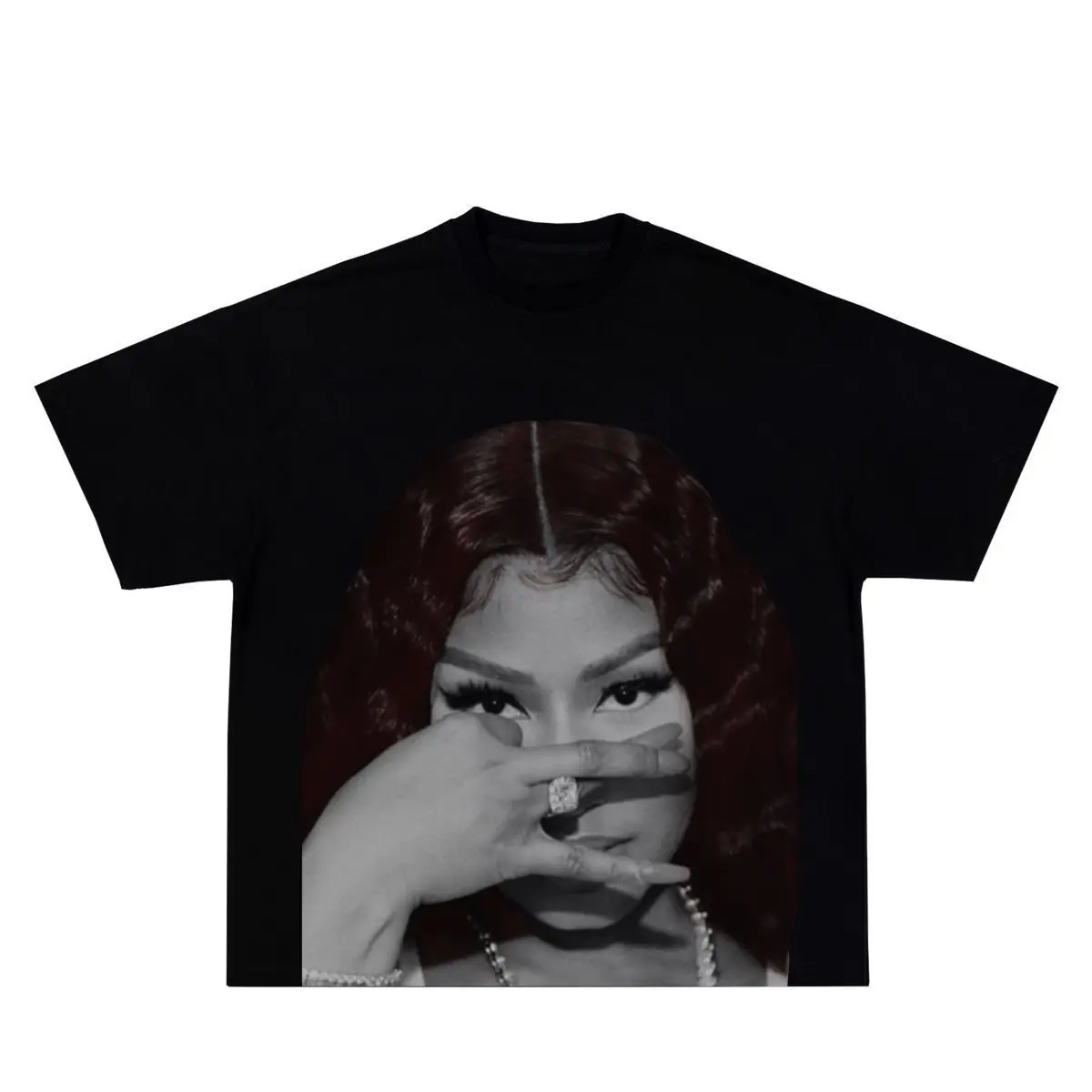 European and American Trendy Brand T-shirt - Sweet Girl New Style Short Sleeve Loose Faceprint Cotton Insulated Shirt