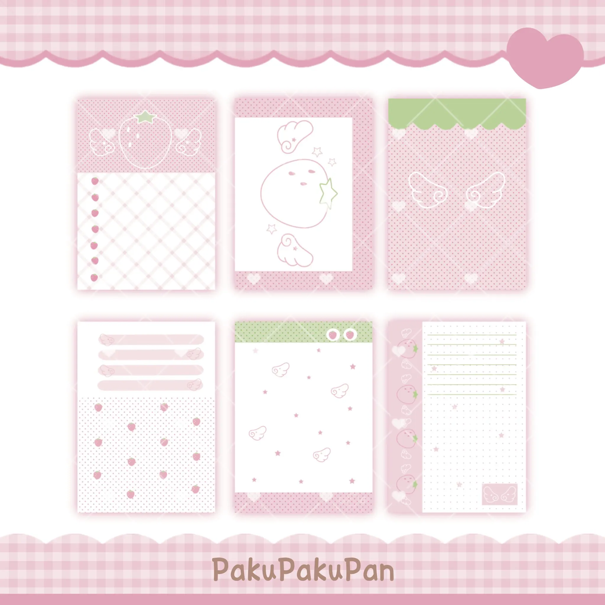 M5 Refill Paper 60 Sheets Strawberry Music Note Design Kawaii Pink Aesthetic Planner Inserts Journal Pages 6 Designs