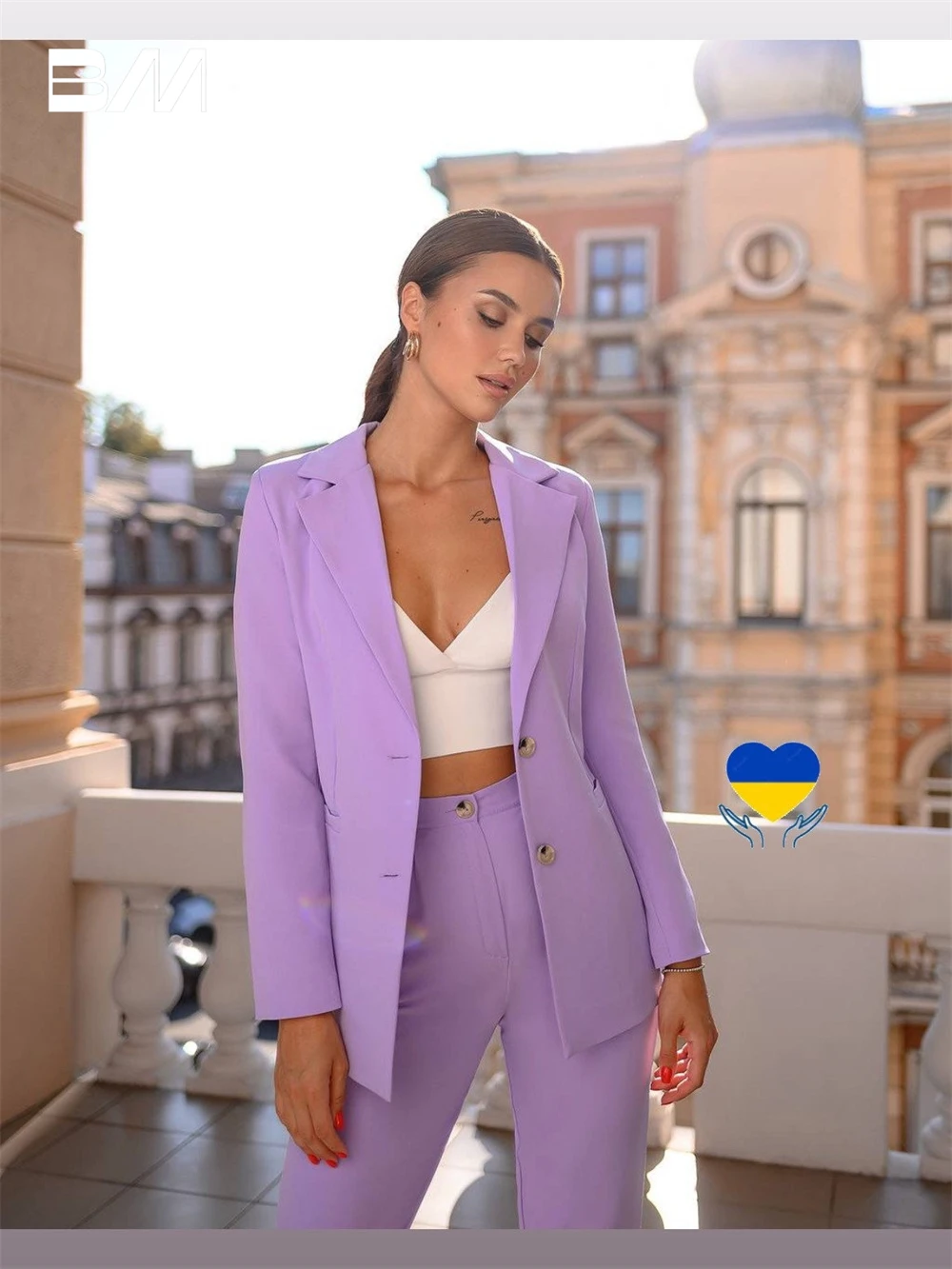 XS-4XL Lilac Women 2 Pieces Pantsuit Long Sleeve Solid Slim Fitting Suit Set Pencil Trousers Formal Outfit For Women