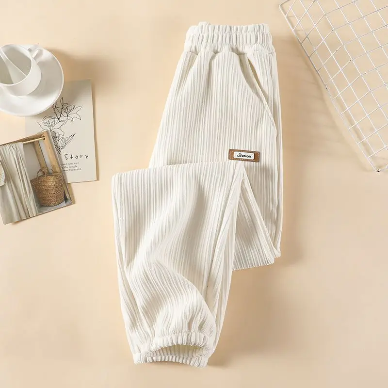 Women Winter Fleece Lined Sweatpants High Waist Loose Joggers Chenille Thick Warm Tapered Pants 2026
