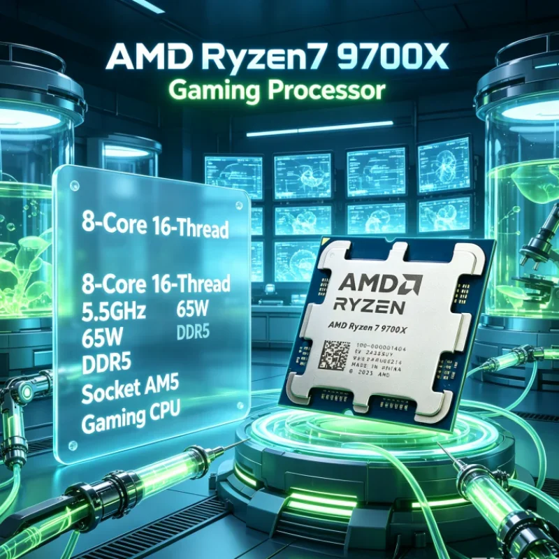 AMD Ryzen 7 9700X 8-Core 16-Thread DDR5 Up to 5.5GHz Socket AM5 L3=32M PCIe 5.0 65W without fan 4NM 3.8GHz CPU for Desktop PC