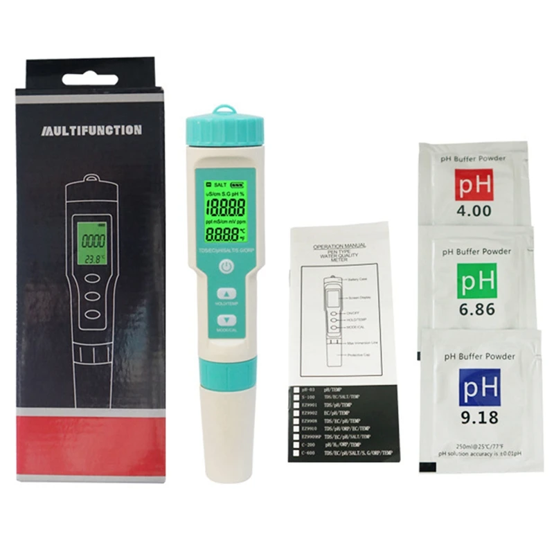 Seven-In-One Water Pen PH Meter/TDS/EC/Salinity/SG/ORP/TEMP Multi-Function Ph Pen Water Quality Test Pen