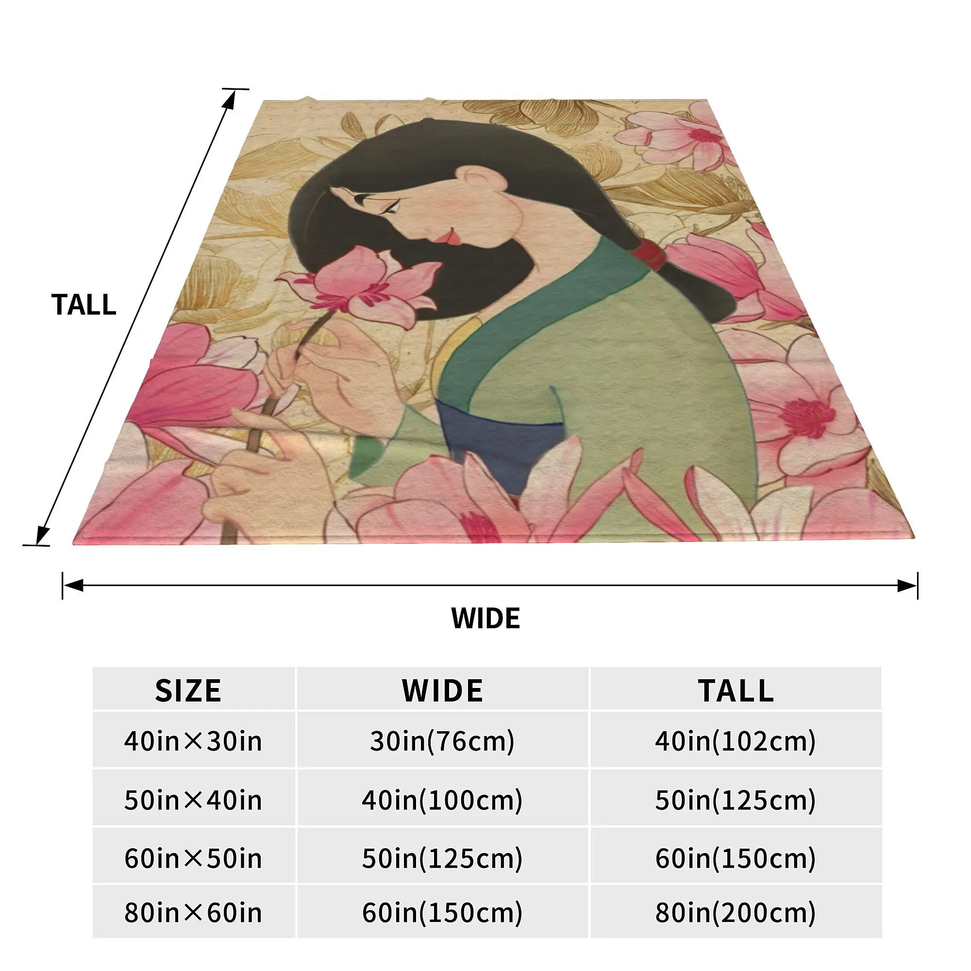 Mulan Princess Beaty Cartoon Knitted Blankets Cute Mushu Flannel Throw Blanket Bedroom Printed Lightweight Multifunction Quilt