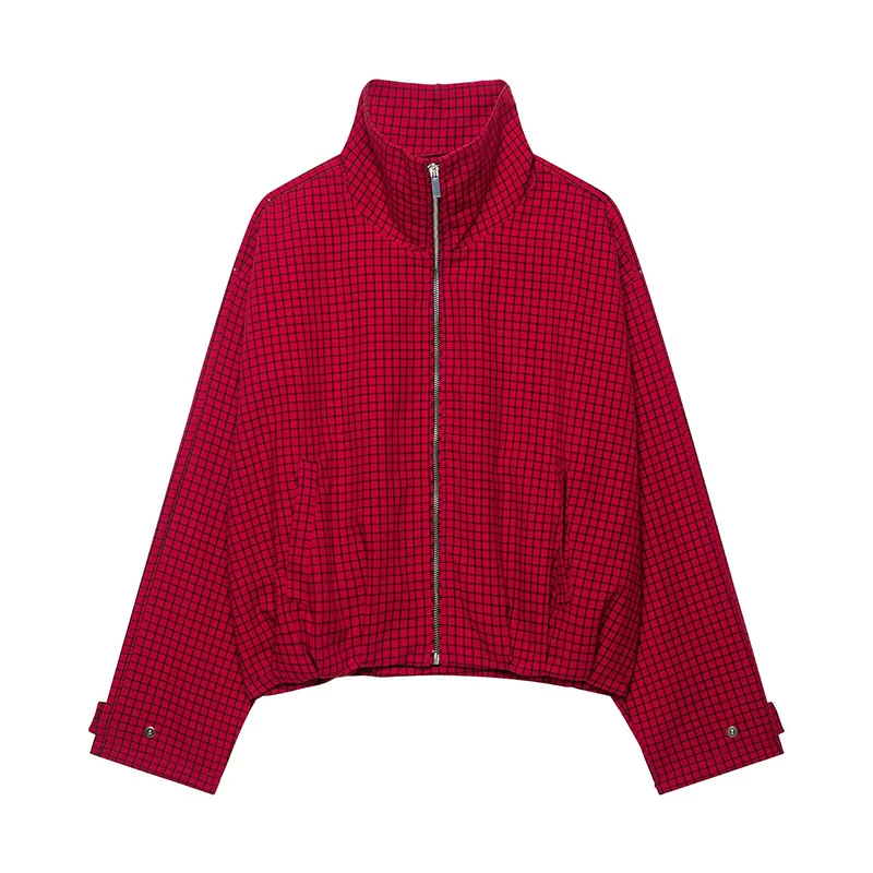 Jackets & Coats Autumn Women's 2026 New Fashion Red Plaid Elegant Youth Loose Warm Jackets Blouse Street Chic Women's Fall Coats
