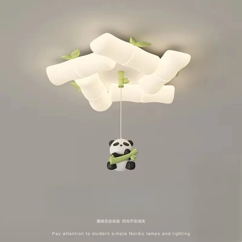 Modern Panda Led Ceiling Lights For Children's Room Baby Boy Girl Bedroom Lustre Indoor Home Decoration Creative Chandelier Lamp