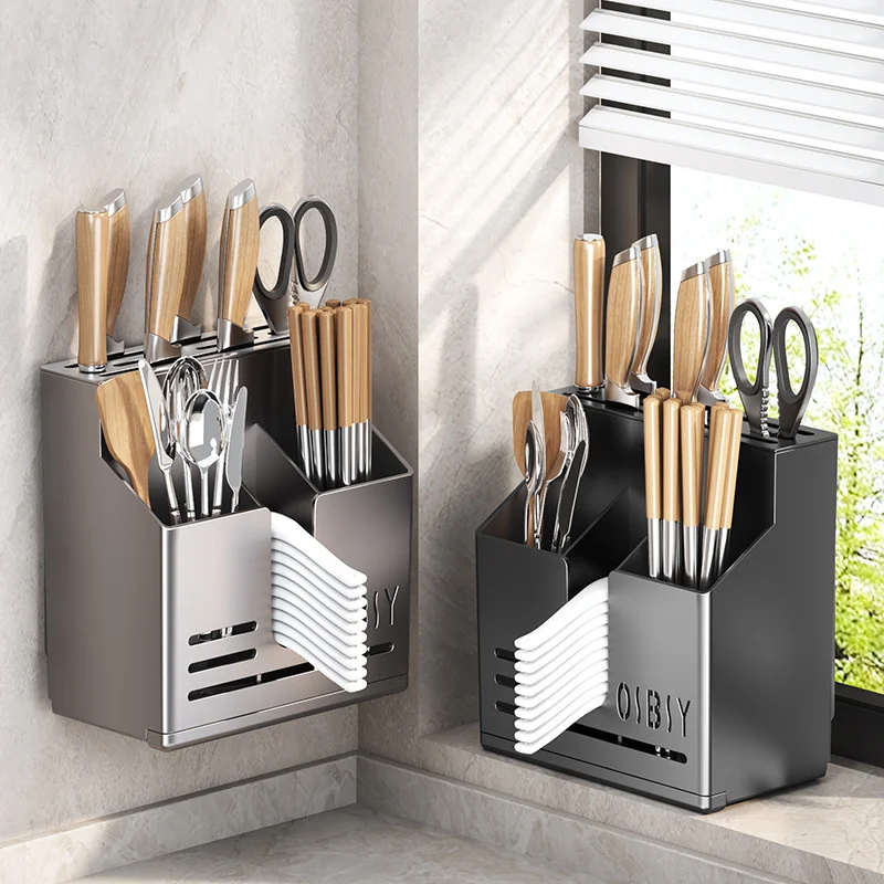 Multifunktions 1PC Besteck Halter Küche Geschirr Abtropffläche Löffel Gabel Essstäbchen Lagerung Korb Rack Kein Bohrer Geschirr Organisieren