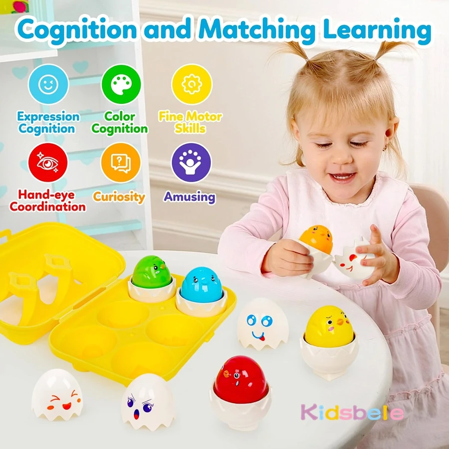 Montessori Sorting & Matching Puzzle Toy Easter Egg Basket Party Gift Colorful Chickens Dinosaurs Shape Kid Fine Motor Skill Toy