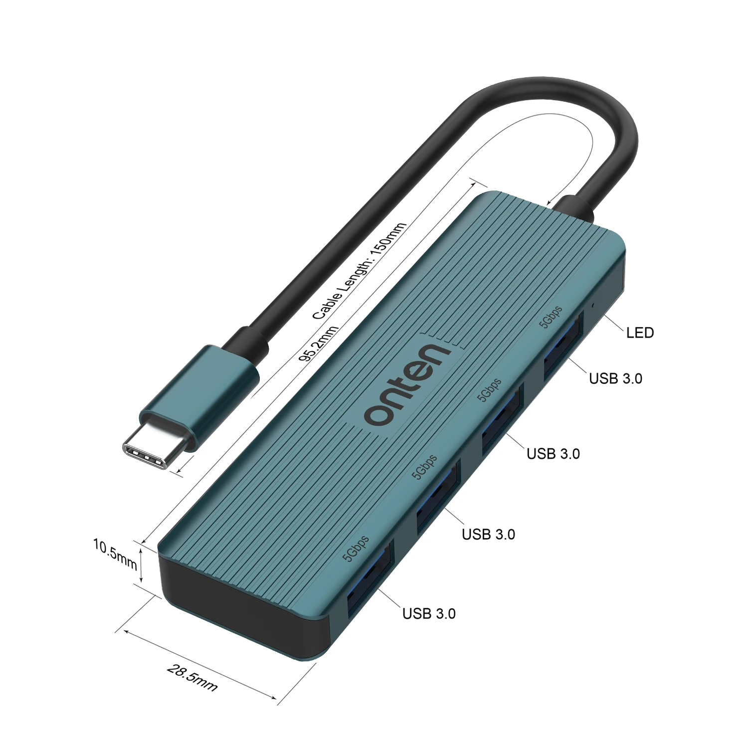 ONTEN Original OTN-UC621 USB-C 4-port USB 3.2 Gen 1 5Gbps hub