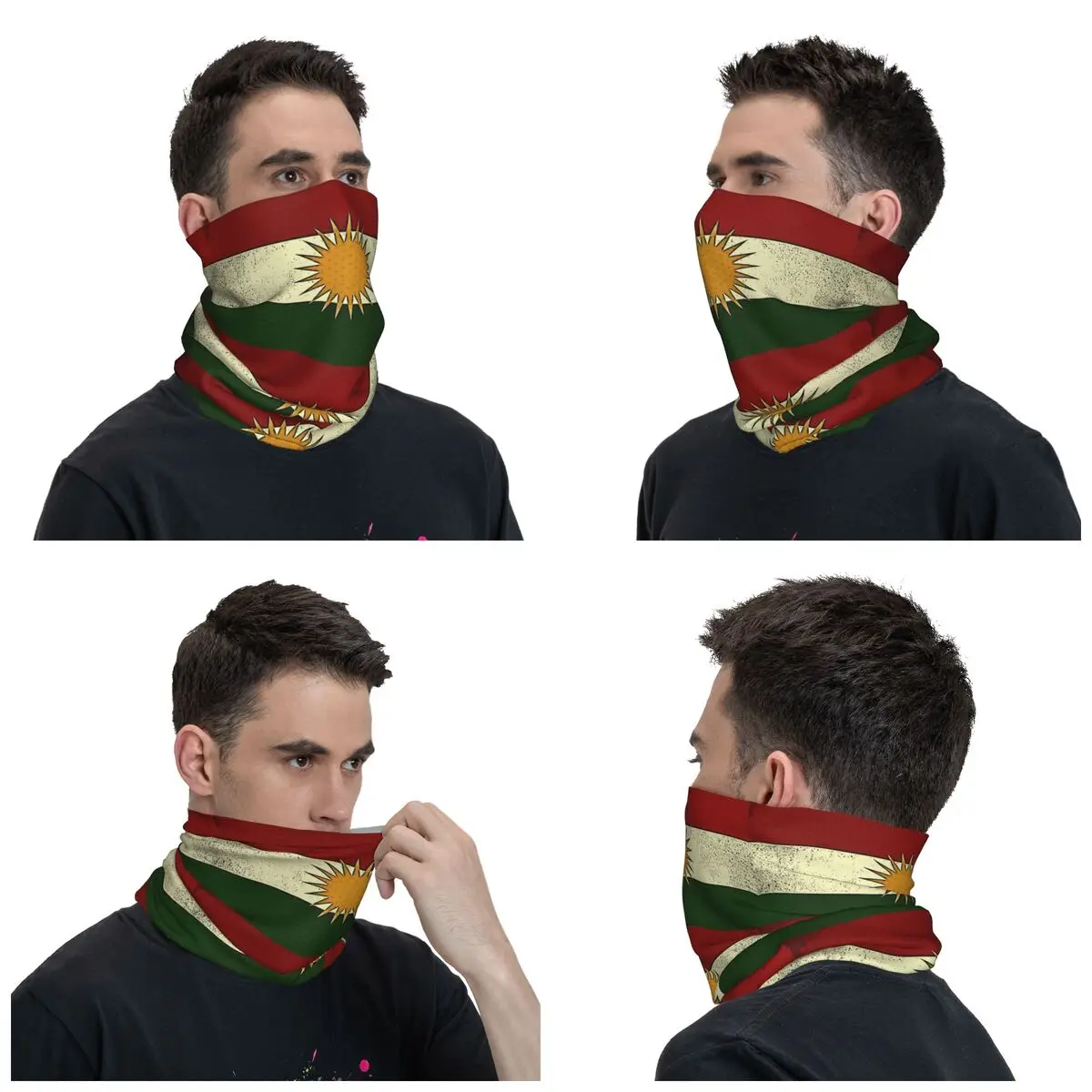 Kurdistan Flag Bandana Neck Gaiter Printed Sun Balaclavas Wrap Scarf Multi-use Headband Hiking Unisex Adult Breathable