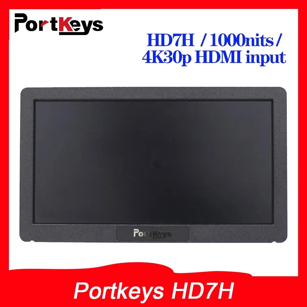 Portkeys HD7H 7inch 1000nits Brightness Monitor 1280X720 4K30p HD Input Camera Monitors Ultra Light Large Screen with 1/4 Screw