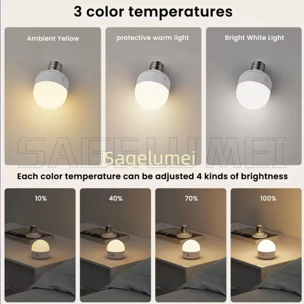 Smart E27 RGB/Tricolor LED 5W Birne Wiederaufladbare Dimmbare Notfall LED Lampe Camping Drahtlose Glühbirne Für hause Fernbedienung
