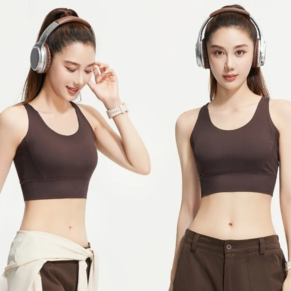 حمالة صدر رياضية لليوجا للنساء منقوشة متقاطعة مقاومة للصدمات حمالة صدر لليوجا مع وسادات ثابتة ملابس داخلية بدون خياطة