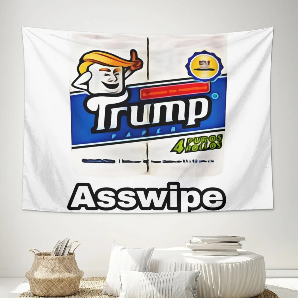 

Trump Toilet Paper, Asswipe Tapestry Cartoon Wall Hanging for Bedroom Tapestries Poster Blanket College Dorm Home Decoration