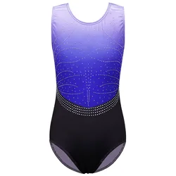 BAOHULU Diamond Gymnastics Leotard for Girls Gradient Bodysuit Sleeveless Performance Clothes Practice Outfit Ballet Costumes