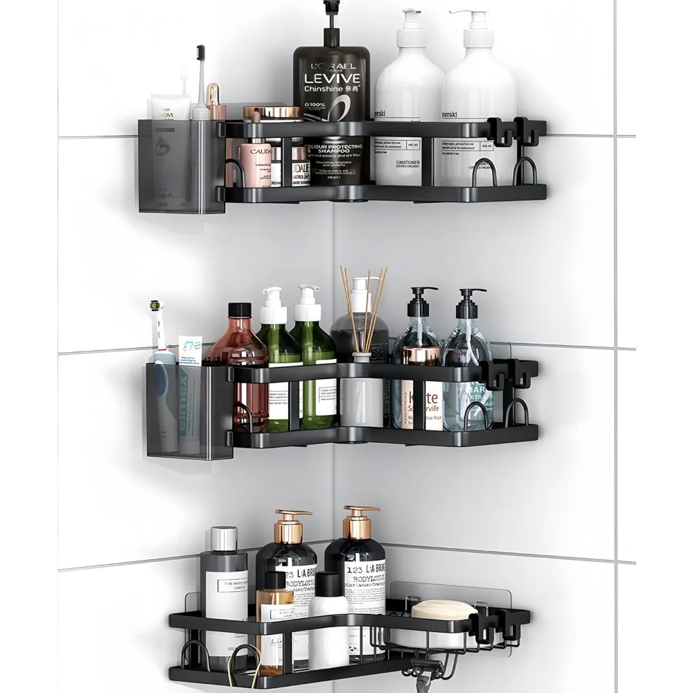 

Угловая душевая кабина, 3 упаковки нержавеющих угловых полки-органайзеров, органайзер для душа из нержавеющей стали без сверления для ванной комнаты, ванны,