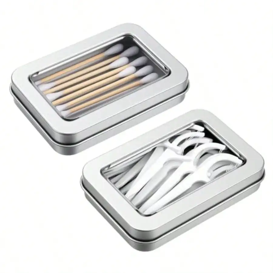 

2PCS Ml Cotton Swab Older Portable Small Floss Pick Older Reusable Empty Ml Cotton Ball Case Wit Dust Lid Travel Sw Air Ties Floss