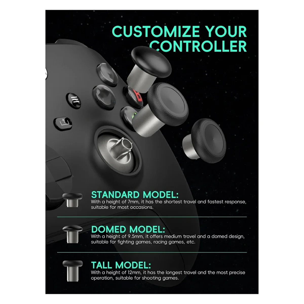 8 PACK Metal Magnetic Thumbsticks Analog Joysticks for // /S Controller Silver