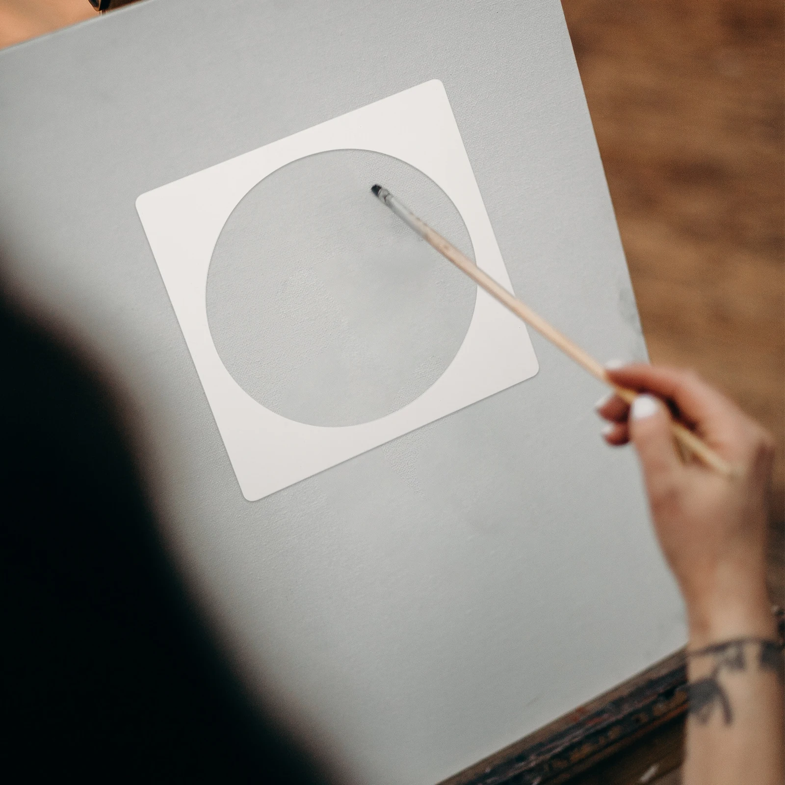 

8pcs Plastic Painting Diy Round Graffiti Stencils Washable Reusable Hollow-Out Templates For Wall Art Crafts Decorative Painting