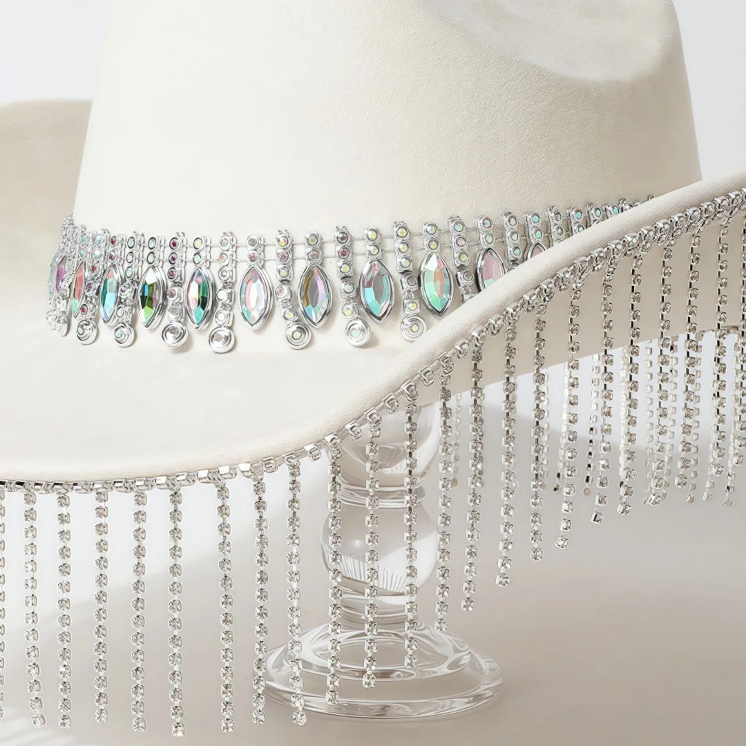 HongLuan Black Felt Glitter Costume Hat Adult, Cowboy Hats Rhinestone for Woman, Cowboy Cosplay Female Accessories & Cowgirl Cap