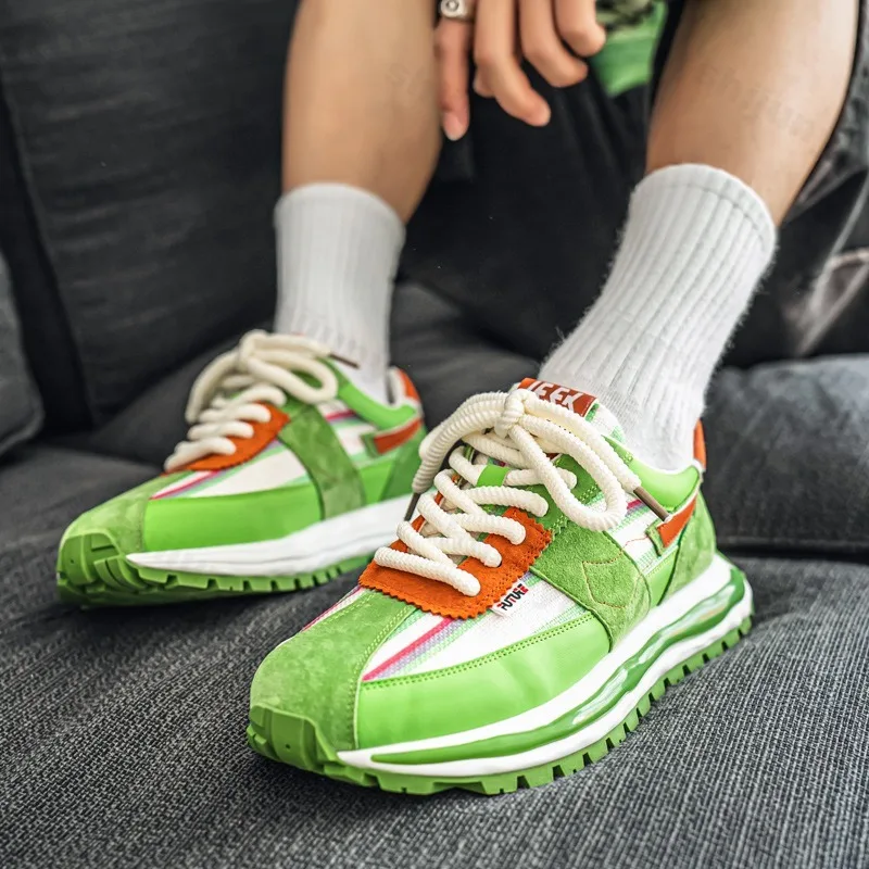 

Men's Casual Shoes 2025 New Spring Mesh Breathable Color Blocked Fashion Sports Shoes Comfortable Versatile Thick Soled Sneakers