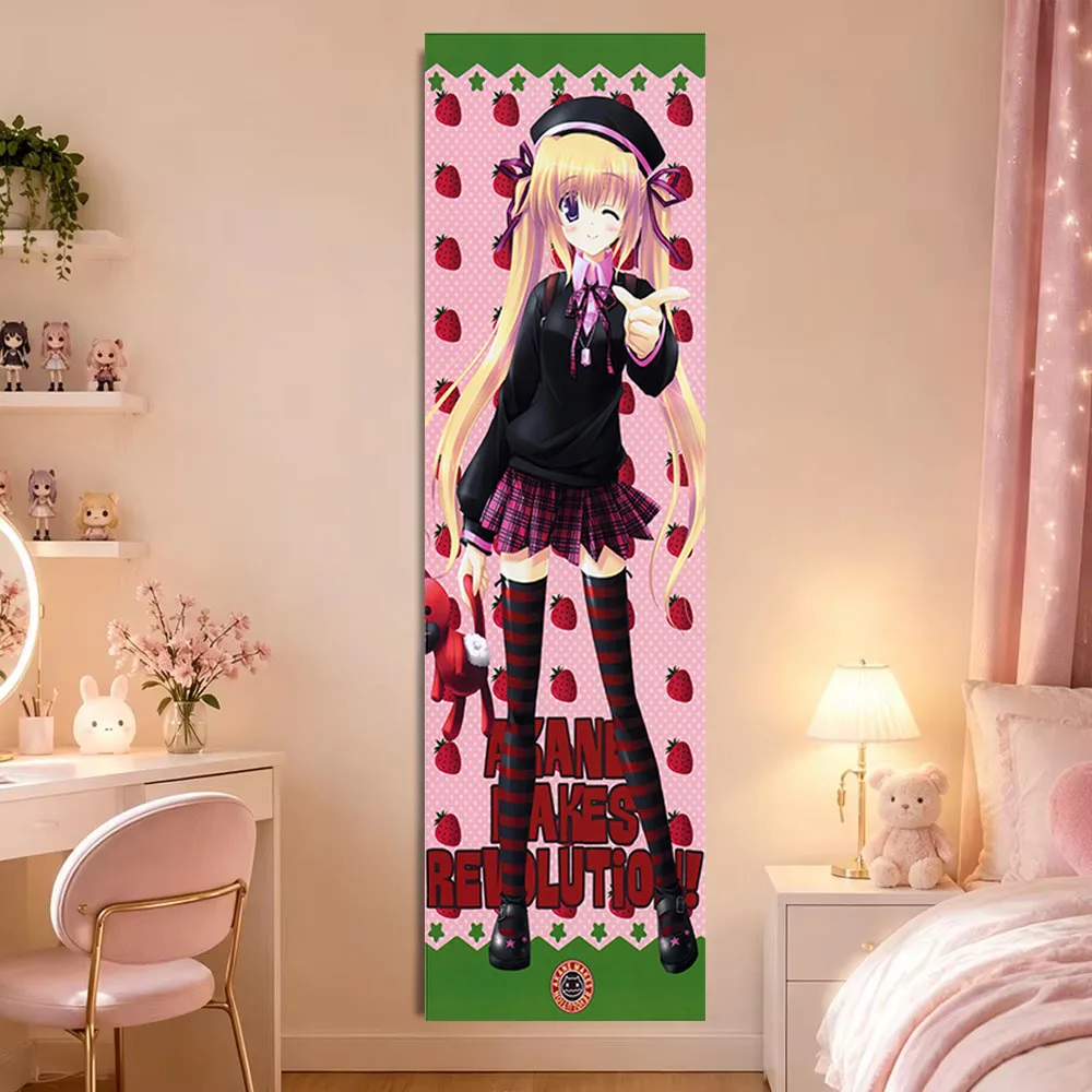 Sweet Strawberry Tapestry Moe 2000s Anime Girl Long Tapestry Party Bedroom House Living Room Decor Room Necessaires Stuff