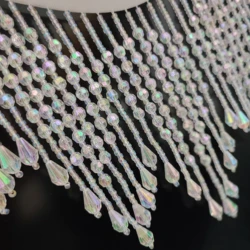14cm Wide Acrylic Beads Beaded Chevron Fringe, AB Clear, Gold, White, Beaded Fringe, Costume Lampshade Handbag Beaded Tassle