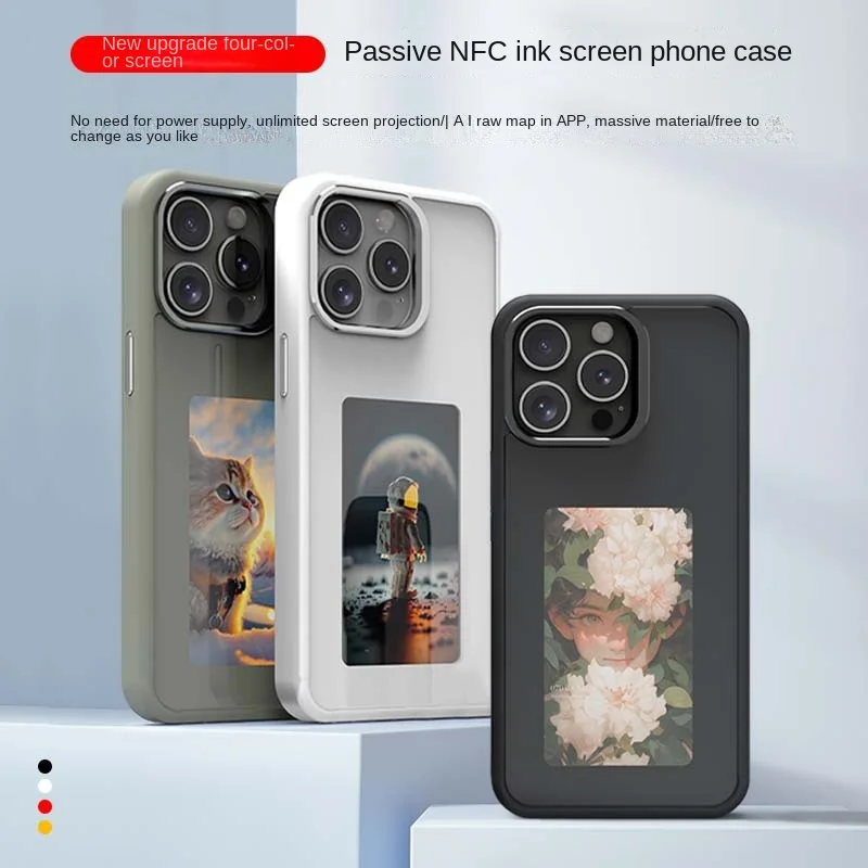 DIY E-Ink Screen NFC Function Phone Case Four Color Display Wireless Transmission 3.7-inch Screen for Iphone 13/14/15