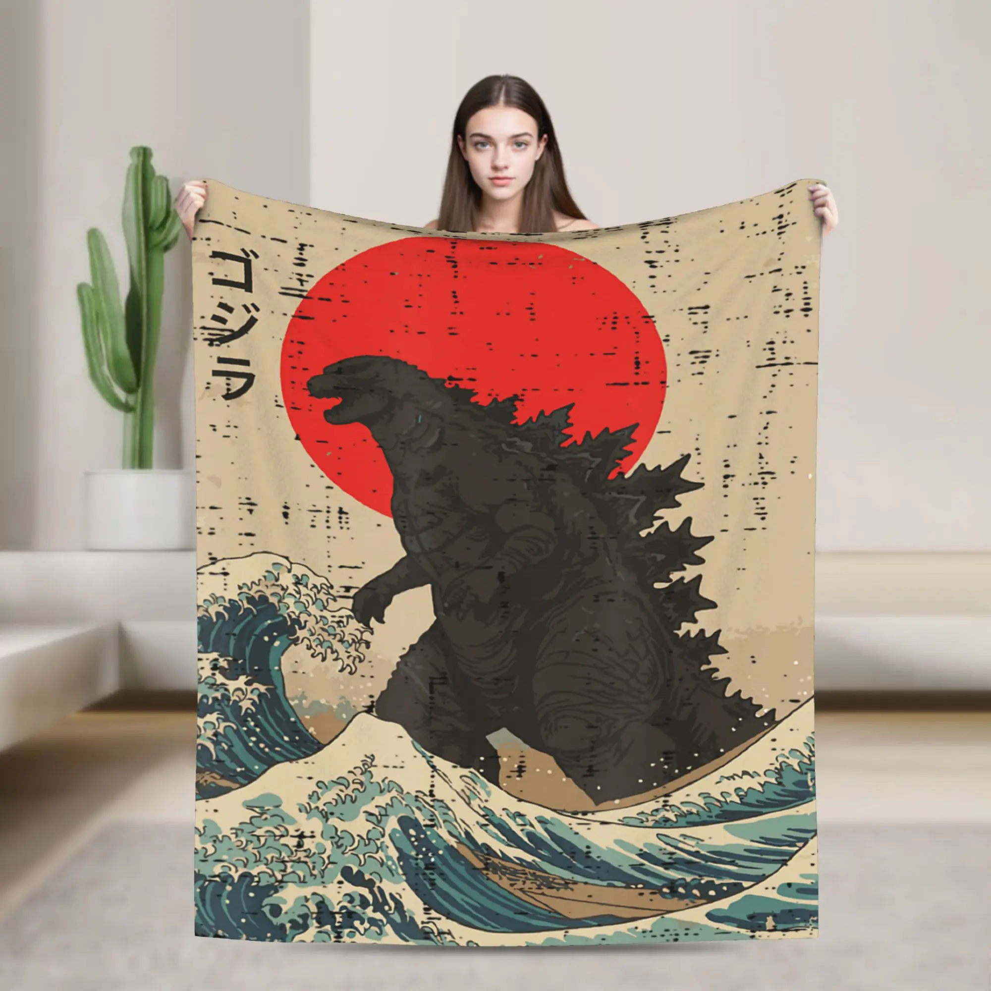 Godzilla Flannel Blanket  Warm Soft Throw Blanket for Couch Chair Travel Fashion Bedspread Sofa Bed Cover