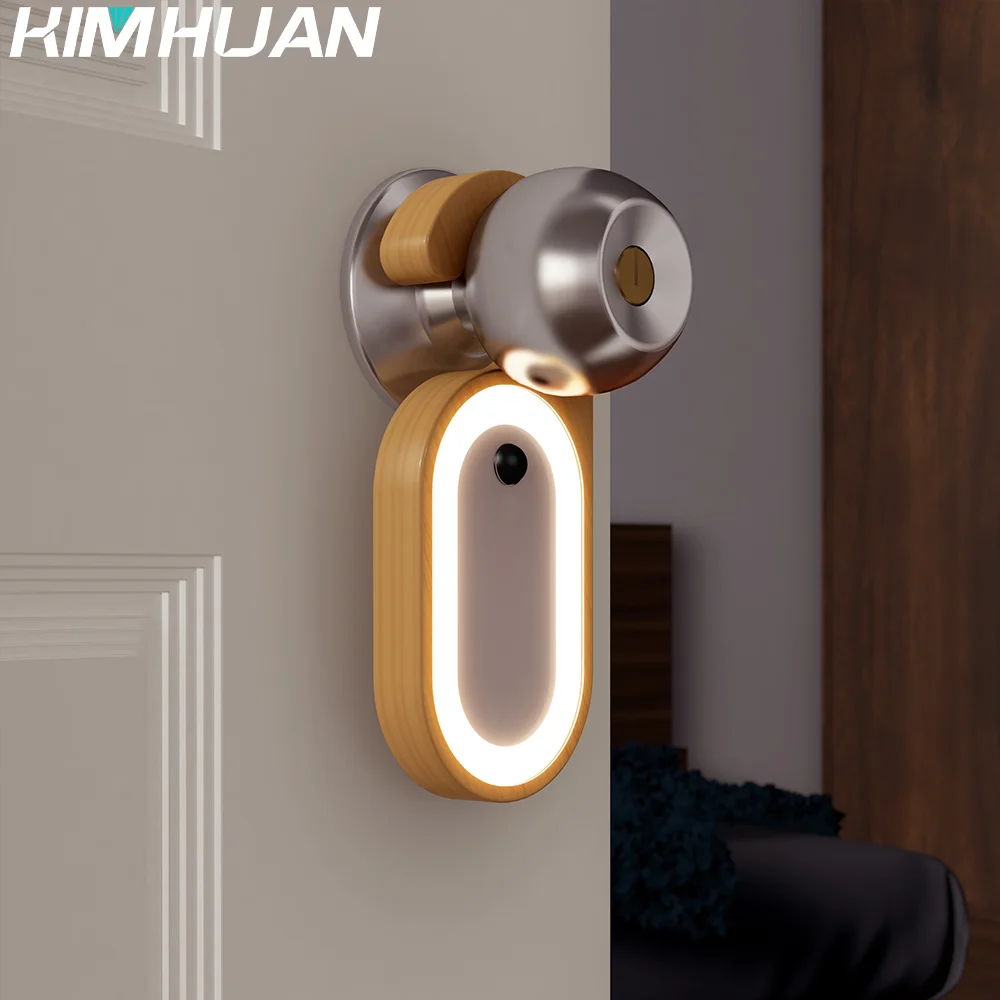 Message Sensor Wall Lights Ambient LED Light Smart Body Sensor Light Home Portable Entry Light Wooden Door Knob Pendant Light